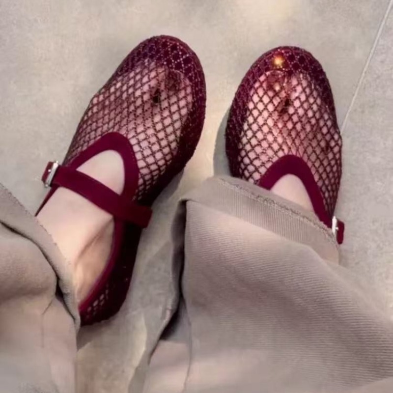 Mary Jane Shoes - صنادل باوتو نسائية مرصعة بالأحجار الكريمة